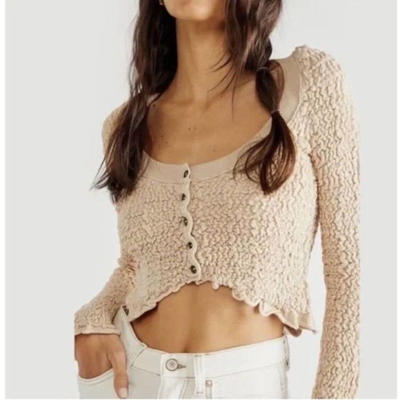 Free People Sweaters - Free People Rosehip Cardi In Rose Water Cropped Top Size M